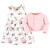Hudson Baby Quilted Cardigan and Dress, Dusty Rose Floral
