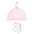 Hudson Baby Cotton Cap and Scratch Mitten Set, Pink Gray Floral