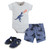Hudson Baby Cotton Bodysuit, Shorts and Shoe Set, Dino Roar