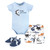 Hudson Baby Cotton Bodysuit, Shorts and Shoe Set, Jawsome Shark