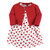 Hudson Baby Cotton Dress and Cardigan Set, Red Hearts