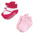 Hudson Baby Non-Skid No-Show Socks, Pink Black
