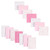 Hudson Baby Cotton Flannel Burp Cloths and Receiving Blankets, 14-Piece, Pink Peony