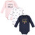 Hudson Baby Infant Girl Cotton Long-Sleeve Bodysuits, Girl Daddy Pink Navy 3-Pack