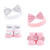 Hudson Baby Infant Girl Headband and Socks Set, Princess 4-Piece, 0-9 Months