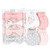 Hudson Baby Infant Girl Cotton Headband and Scratch Mitten Set, Pink Gray Floral 8-Piece, 0-6 Months