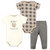 Hudson Baby Cotton Bodysuit and Pant Set, Snuggle Bear Short Sleeve