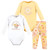 Hudson Baby Cotton Bodysuit and Pant Set, Peace Love Flowers Long Sleeve