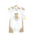 Hudson Baby Cotton Bodysuit and Pant Set, Teddy Bears Short Sleeve
