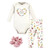 Hudson Baby Cotton Bodysuit, Pant and Shoe Set, Soft Painted Floral Long Sleeve