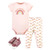 Hudson Baby Cotton Bodysuit, Pant and Shoe Set, Sunshine Rainbows Short Sleeve