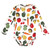 Touched By Nature Organic Cotton Long-Sleeve Bodysuits, Happy Veggies