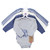 Touched By Nature Organic Cotton Long-Sleeve Bodysuits, Blue Peanut