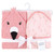 Hudson Baby Cotton Animal Face Hooded Towel, Pink Flamingo