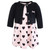 Hudson Baby Cotton Dress and Cardigan Set, Pink Black Heart