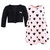 Hudson Baby Cotton Dress and Cardigan Set, Pink Black Heart