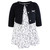 Hudson Baby Cotton Dress and Cardigan Set, Black White Flowers