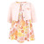 Hudson Baby Cotton Dress and Cardigan Set, Peach Love And Flowers