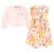 Hudson Baby Cotton Dress and Cardigan Set, Peach Love And Flowers