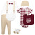 Hudson Baby Cotton Layette Set, Burgundy Tan Suspenders