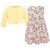Hudson Baby Cotton Dress and Cardigan Set, Pink Yellow Pretty Floral