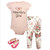 Hudson Baby Cotton Bodysuit, Pant and Shoe Set, Floral Bow