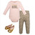 Hudson Baby Cotton Bodysuit, Pant and Shoe Set, Leopard Hearts Girl