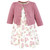Hudson Baby Cotton Dress and Cardigan Set, Mauve Sage Rose