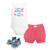 Hudson Baby Cotton Bodysuit, Shorts and Shoe Set, Cherry Sweet Life