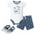 Hudson Baby Cotton Bodysuit, Shorts and Shoe Set, Ocean Animals