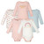 Hudson Baby Infant Girls Cotton Long-Sleeve Bodysuits 5-Pack, Soft Rainbow