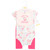 Hudson Baby Unisex Baby Cotton Bodysuit, Pant and Bib Set, Bright Pink Flower Familia
