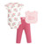 Hudson Baby Unisex Baby Cotton Bodysuit, Pant and Bib Set, Roses And Bows Mini