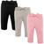 Hudson Baby Girl Toddler Waist Bow Pants, 3-Pack, Pink, Black & Gray