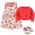 Hudson Baby Cotton Dress, Cardigan and Shoe Set, Strawberry
