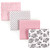 Hudson Baby Girl Flannel Receiving Blankets, 4-Pack, Black and Pink Flowers