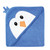 Luvable Friends Cotton Animal Face Hooded Towel, Blue Penguin