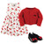 Hudson Baby Cotton Dress, Cardigan and Shoe Set, Cherries