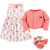 Hudson Baby Cotton Dress, Cardigan and Shoe Set, Flamingos