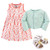 Hudson Baby Cotton Dress, Cardigan and Shoe Set, Sea