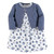 Luvable Friends Girl Dress and Cardigan Set, Blue Floral