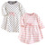 Touched By Nature Girl Organic Cotton Dress, 2-Pack, Pink Gray Scribbles