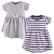 Touched By Nature Girl Toddler Organic Cotton Dress, 2-Pack, Gray Stripes