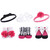 Hudson Baby Headband and Socks Giftset, Dark Pink Black 6-Pack