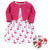 Hudson Baby Girl Dress, Cardigan, Shoe Set, 3 Piece, Bright Flamingo