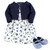 Hudson Baby Girl Dress, Cardigan, Shoe Set, 3 Piece, Blueberries
