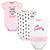 Little Treasure Girl Cotton Bodysuits, 3-Pack, Lipstick