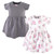 Hudson Baby Girl Cotton Dress, Pink/Gray Floral, 2-Pack