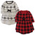 Touched By Nature Girl Toddler Long Sleeve Organic Dress 2-Pack, Buffalo Plaid