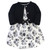 Touched By Nature Girl Organic Dress and Cardigan, Black Floral